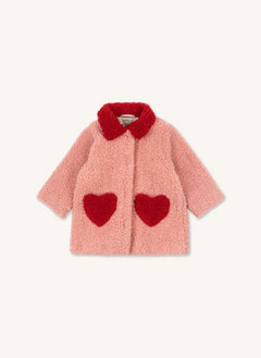 Konges Sløjd - Sarıp Sarmalayan Kalp Bouclé Kaban, Geri Dönüştürülmüş Elyaflardan Yapılmış | Pembe