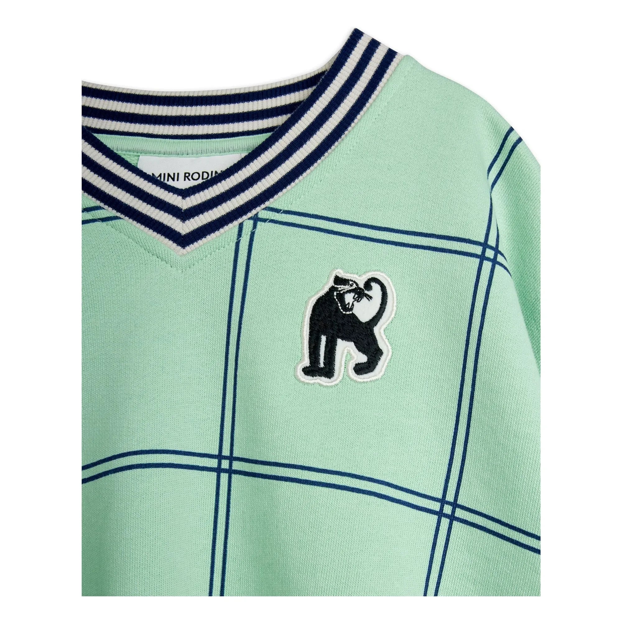 Mini Rodini - Coron Organik Kareli Sweatshirt | Yeşil