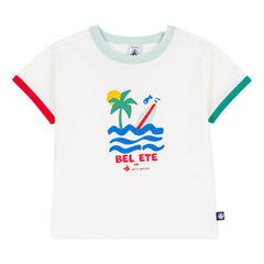 Petit Bateau - Bel Eté Organik Pamuklu Kontrast Tişört | Beyaz