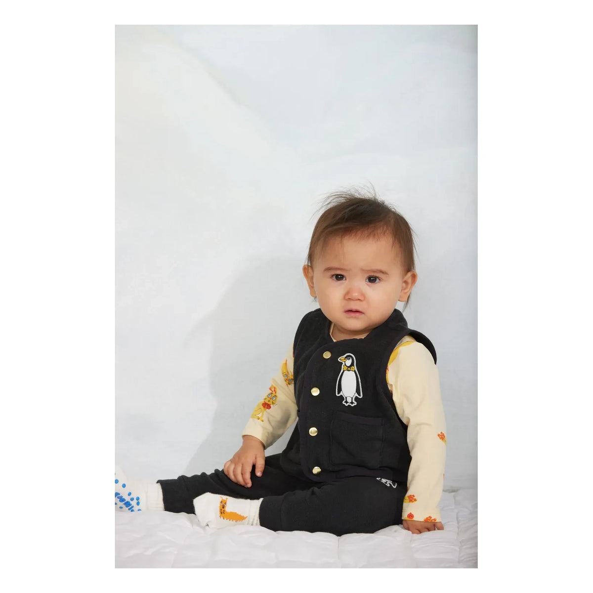 Mini Rodini - Penguin Kolsuz Yelek Geri Dönüştürülmüş Elyaflar | Siyah