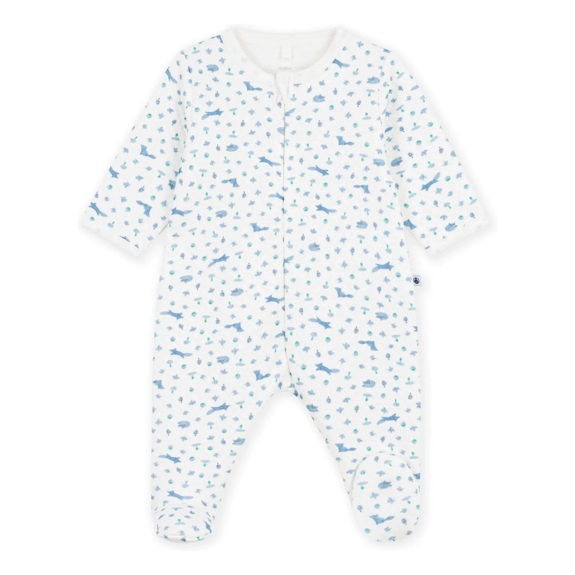Petit Bateau - Tüylü Dors Bien Tilki Tulum Pijama Organik Pamuk | Beyaz