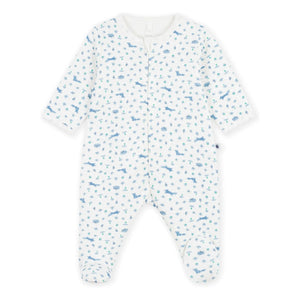 Petit Bateau - Tüylü Dors Bien Tilki Tulum Pijama Organik Pamuk | Beyaz