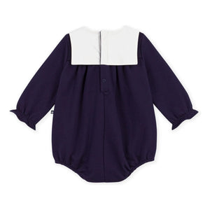 Petit Bateau - Çıtçıt yaka organik pamuklu tulum | Gece mavisi