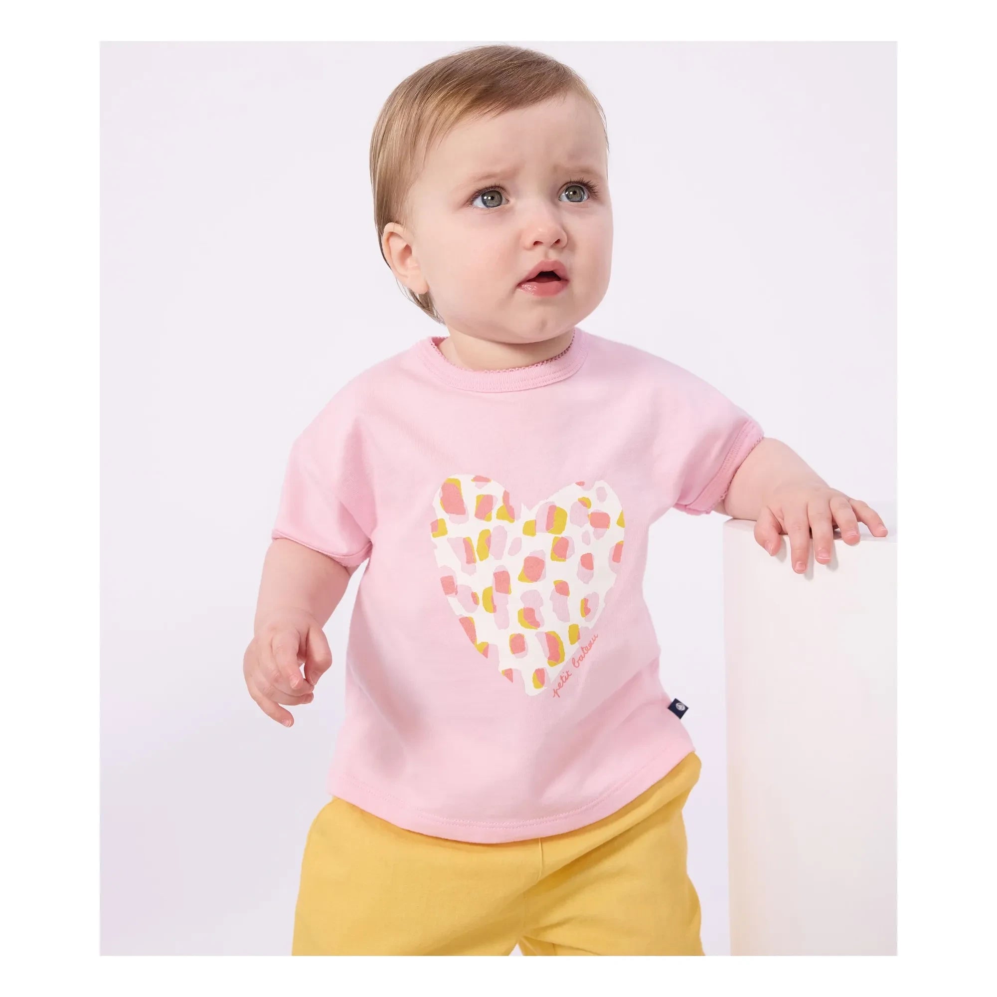 Petit Bateau - Organik Pamuk Bebek Kalp Tişört | Pembe