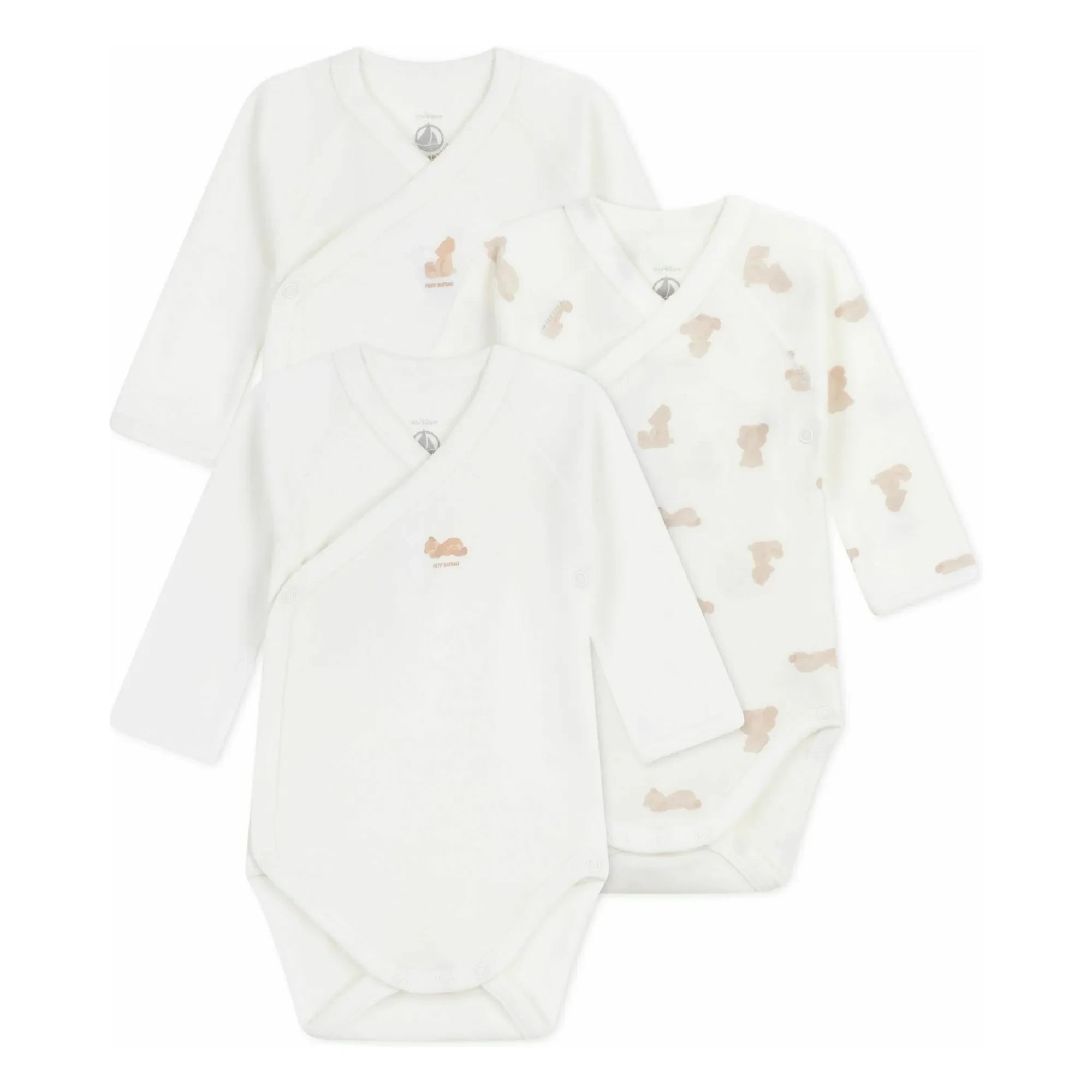 Petit Bateau - 3'lü Organik Pamuk Teddy Body Seti | Beyaz