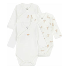 Petit Bateau - 3'lü Organik Pamuk Teddy Body Seti | Beyaz