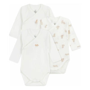 Petit Bateau - 3'lü Organik Pamuk Teddy Body Seti | Beyaz