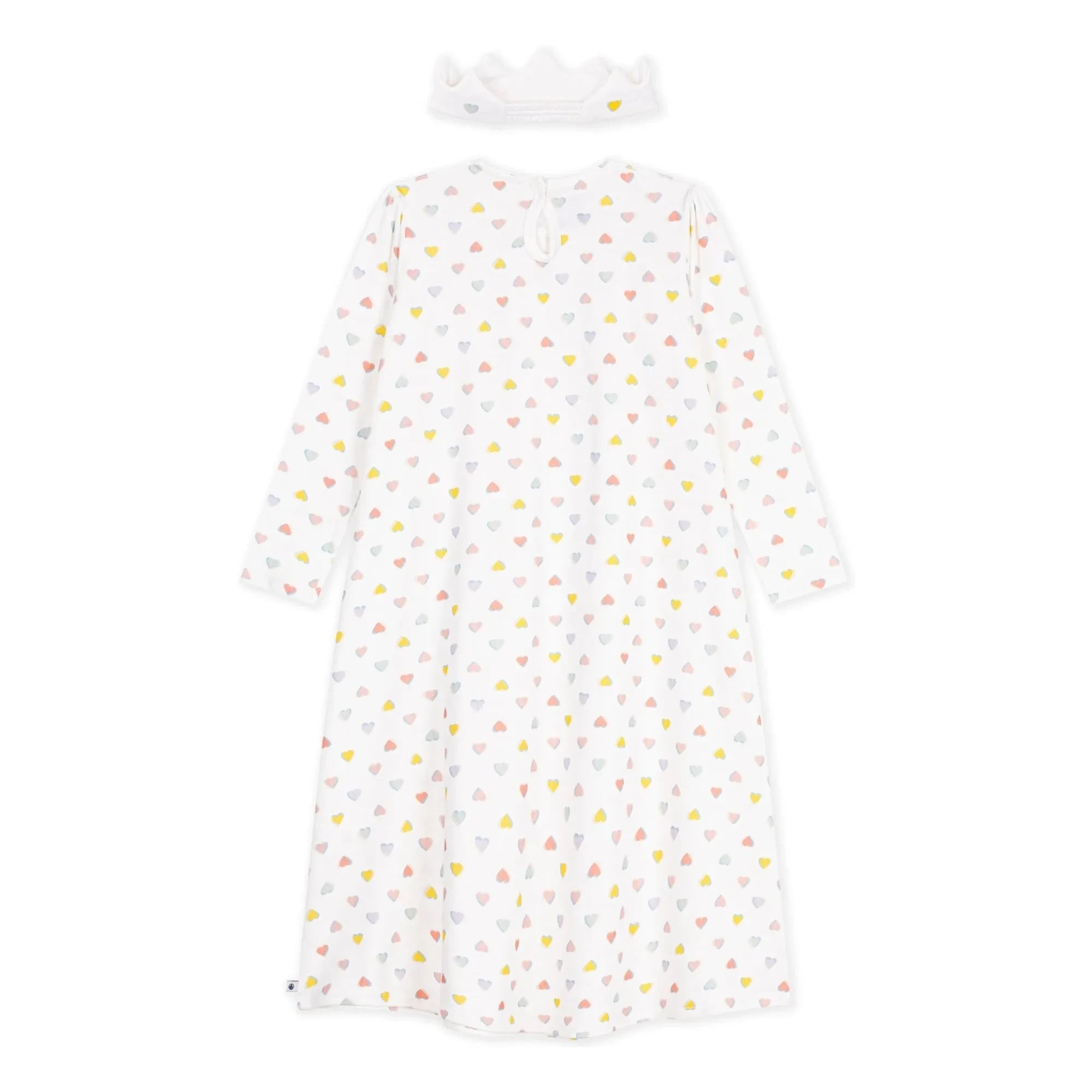 Petit Bateau - Organik pamuklu kalpli ve taçlı gecelik seti | Beyaz
