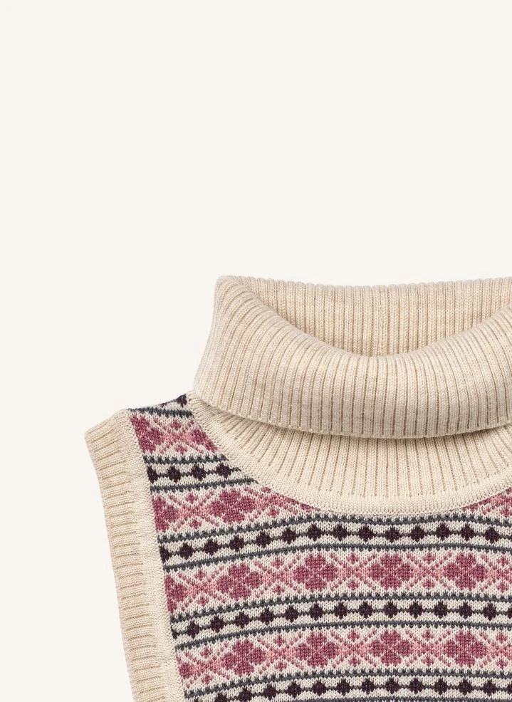 Wheat - Majo Çıkarılabilir Jakarlı Yaka, Merino Yünü | Pembe