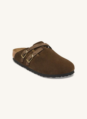 BIRKENSTOCK - صنادل بلير من الجلد المدبوغ | بني غامق