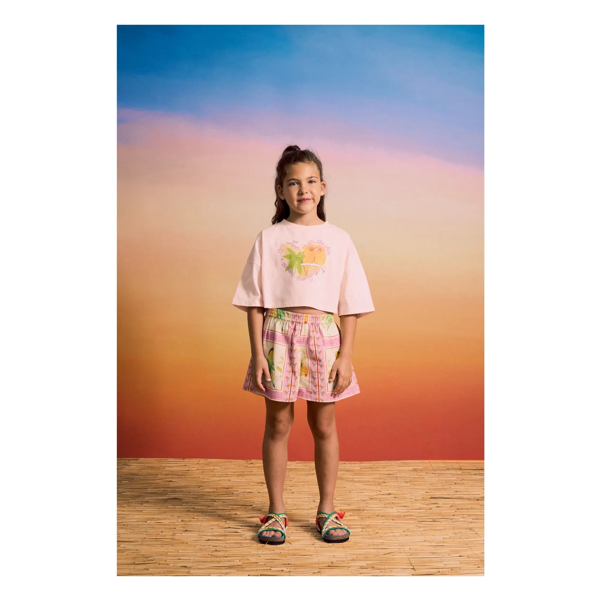 Maison Mangostan - Birds Crop T-shirt | Soluk Pembe