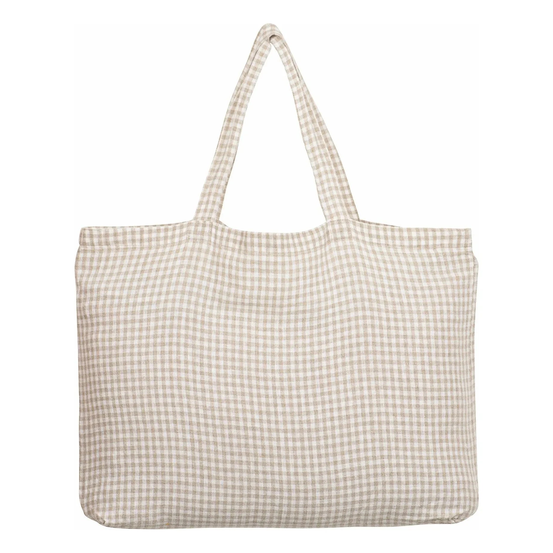 Haomy - Piana II ekose tote çanta | Keten
