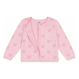 Petit Bateau - Organik Pamuk Ajurlu Kalpler Hırka | Pembe