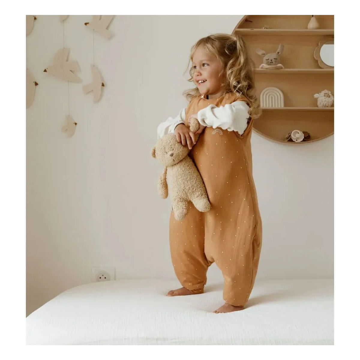 Les Petites Billes - Ourson çok mevsimlik, ayaklı, ters çevrilebilir uyku tulumu | Camel