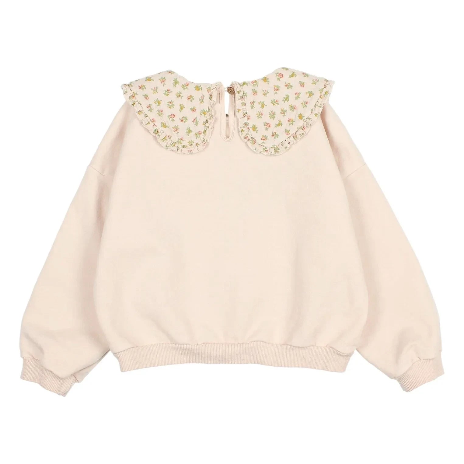 Búho - Organik Pamuk Cottage Çiçekli Claudine Yakalı Sweatshirt | Açık Pembe