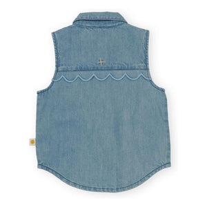 Goldie + Ace - Kolsuz Chambray Yelek | Mavi
