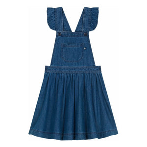 Petit Bateau - Organik Pamuk Denim Salopet Elbise | Denim mavisi
