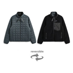 Taion - Çift Taraflı Kaz Tüyü ve Boa Unisex Ceket | Kömür grisi