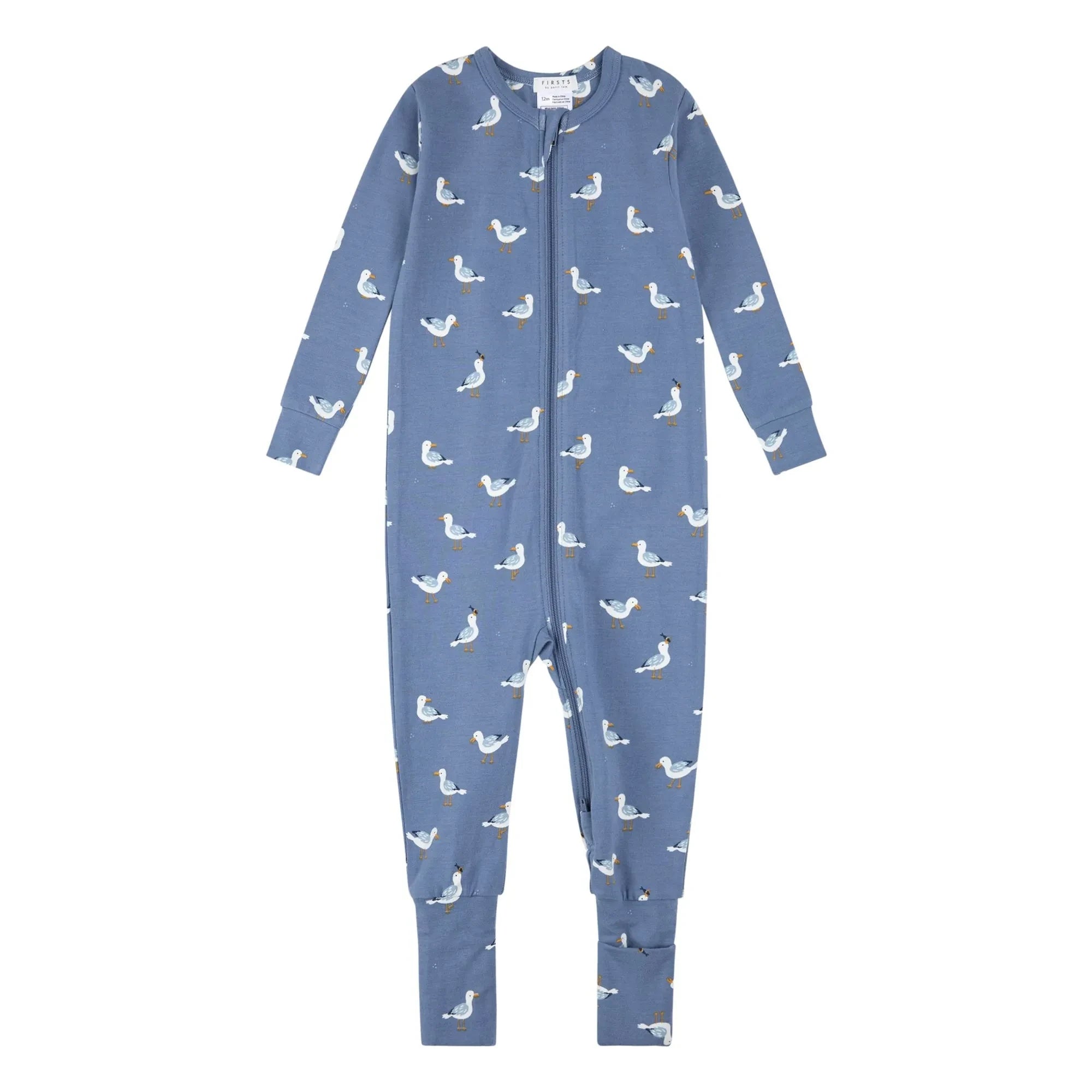 Petit Lem - Dönüştürülebilir Pijama Martılar Organik Pamuk ve Modal | Mavi
