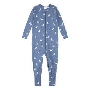 Petit Lem - Dönüştürülebilir Pijama Martılar Organik Pamuk ve Modal | Mavi