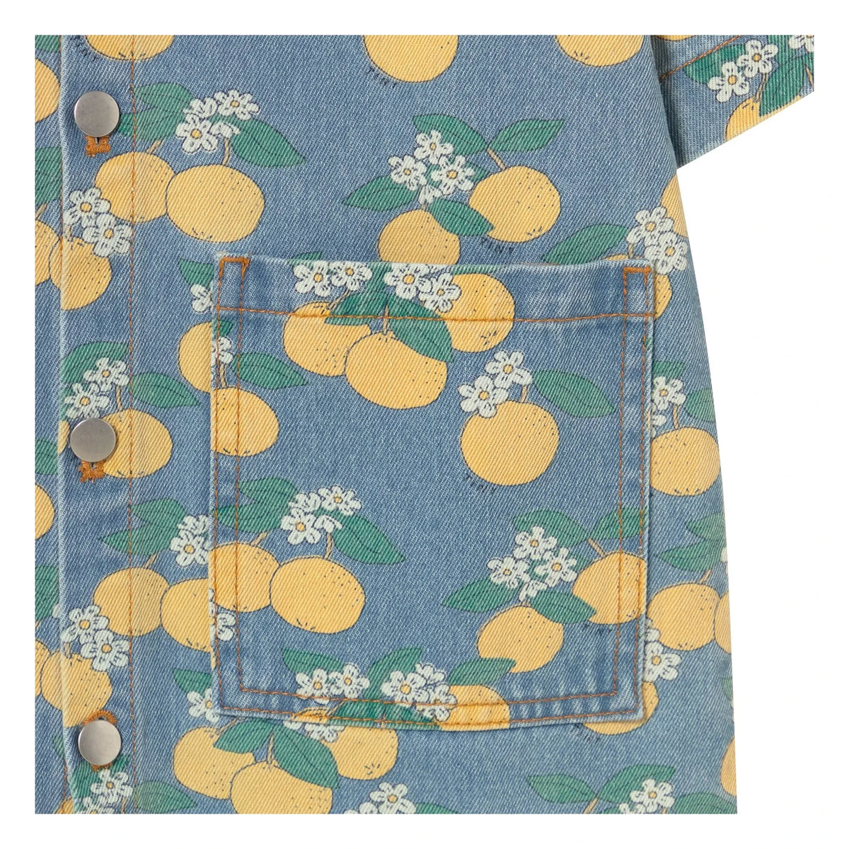Tinycottons - Turuncu Denim Elbise | Mavi
