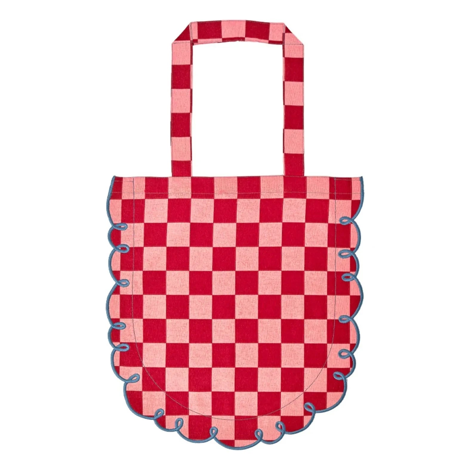 Bitossi - Dama Rosa Gingham Pamuklu Tote Çanta | Kırmızı