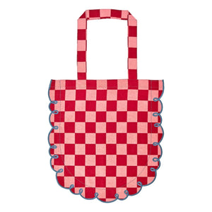 Bitossi - Dama Rosa Gingham Pamuklu Tote Çanta | Kırmızı