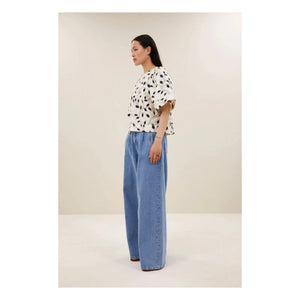 By Bar - Olivia Cotton Botanik Bluz | Gece mavisi
