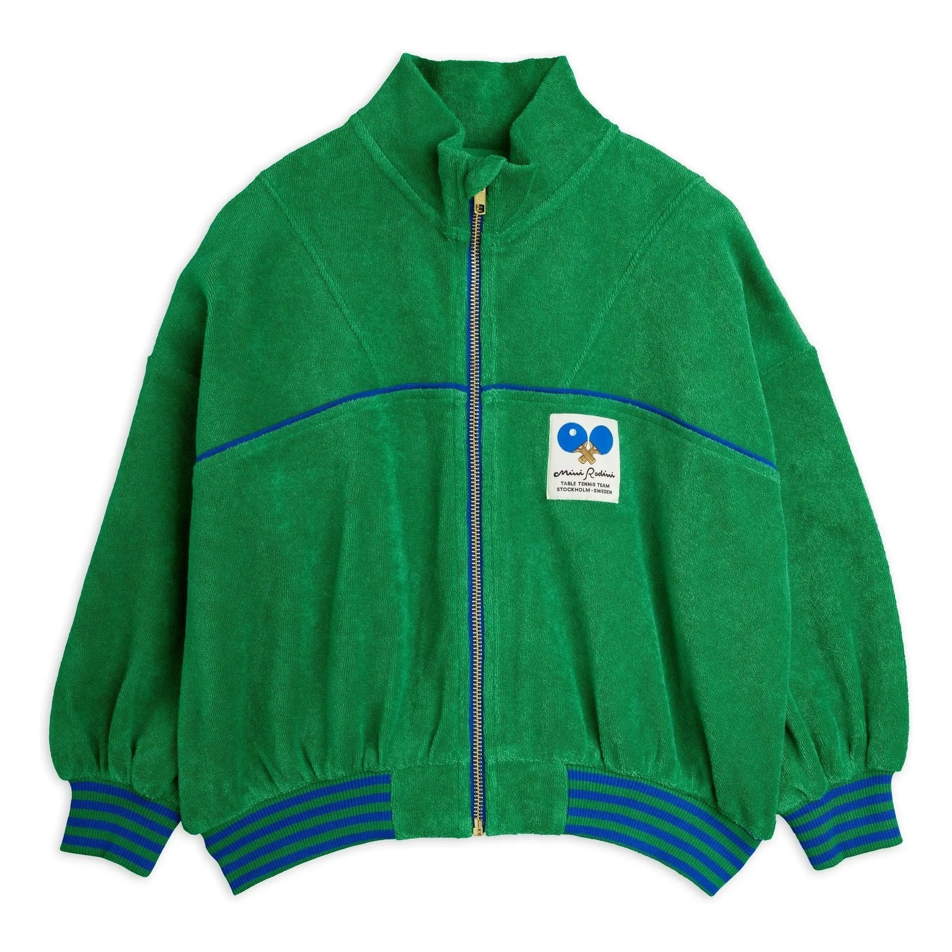 Mini Rodini - Organik pamuklu havlu fermuarlı sweatshirt | Yeşil