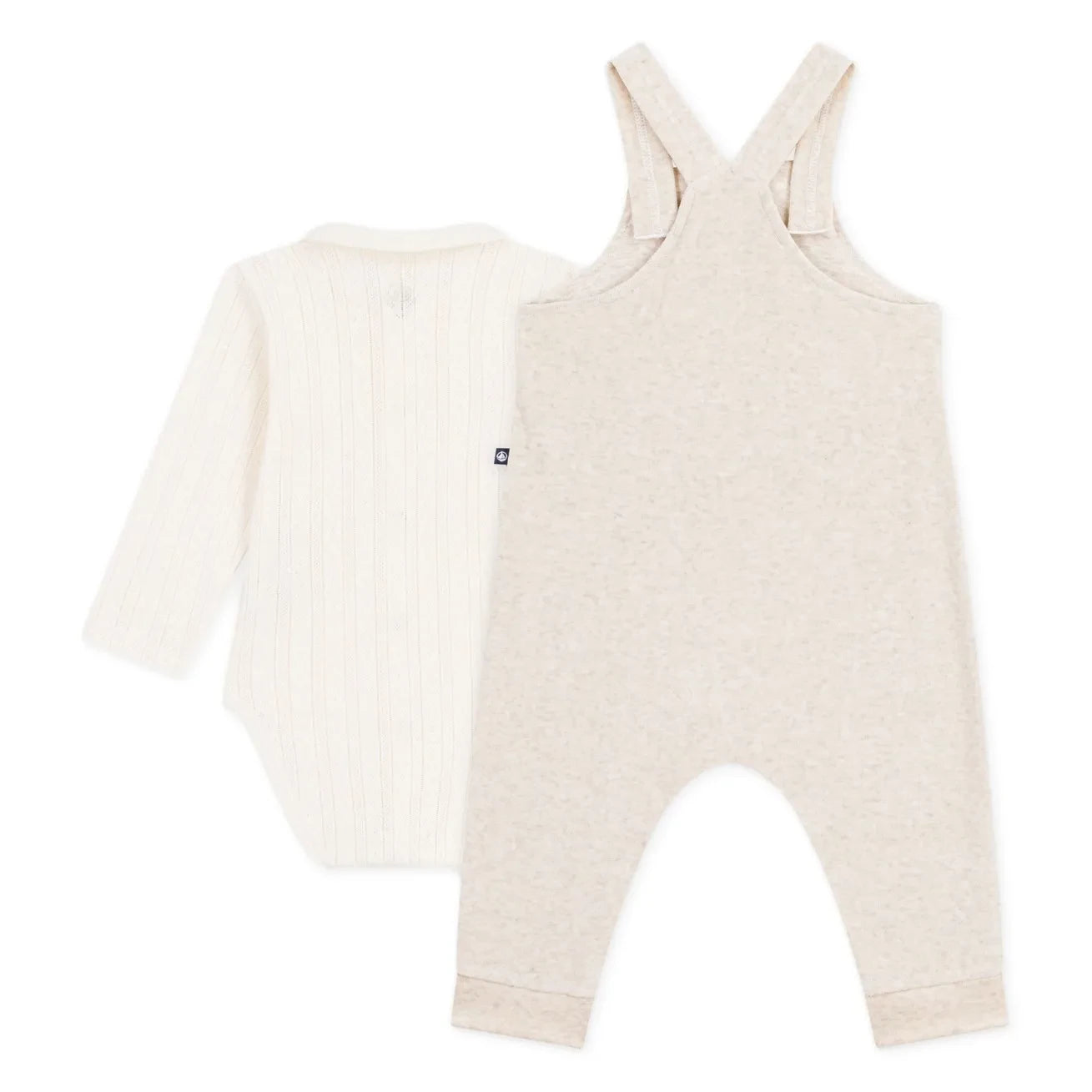 Petit Bateau - Organik pamuk kadife body ve salopet takımı | Bej