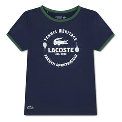 Lacoste - Kontrast yakalı, geri dönüştürülmüş lifli spor tişört | Lacivert
