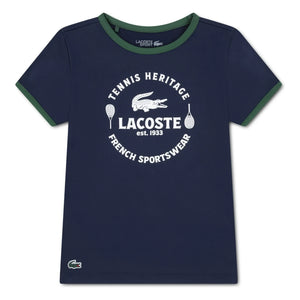 Lacoste - Kontrast yakalı, geri dönüştürülmüş lifli spor tişört | Lacivert