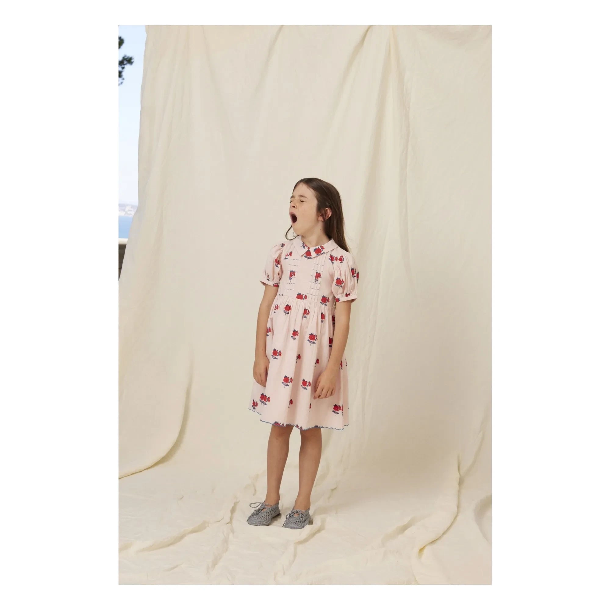Bebe Organic - April Fleurs Puantiyeli Kol Elbise | Soluk Pembe