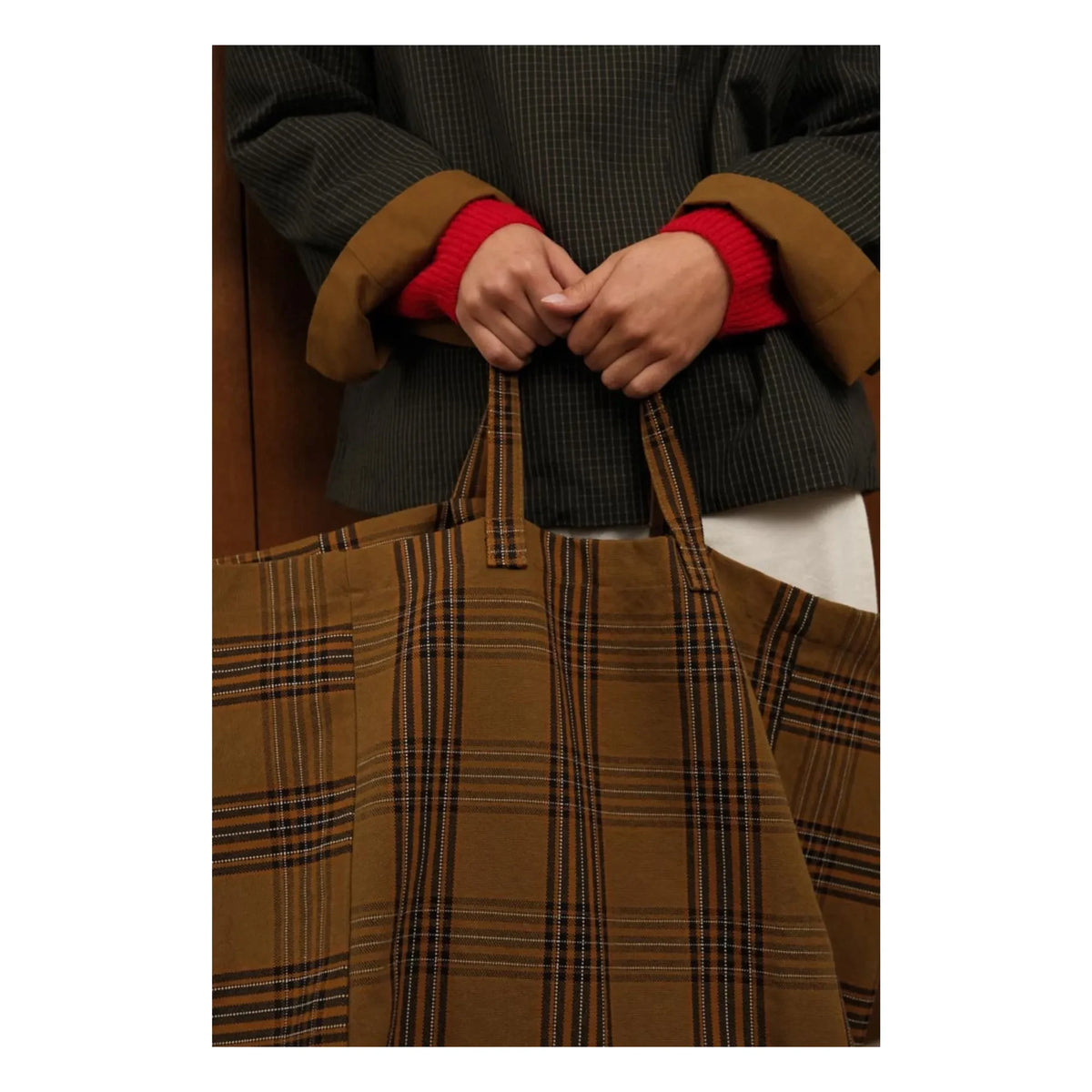 Rose in April - Elisa Tartan tote çanta | Kahverengi