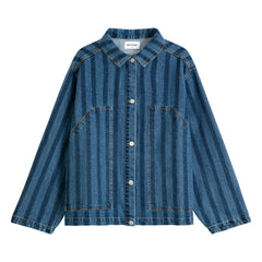 Bobo Choses - Mavi Denim Çizgili Organik Pamuk Ceket