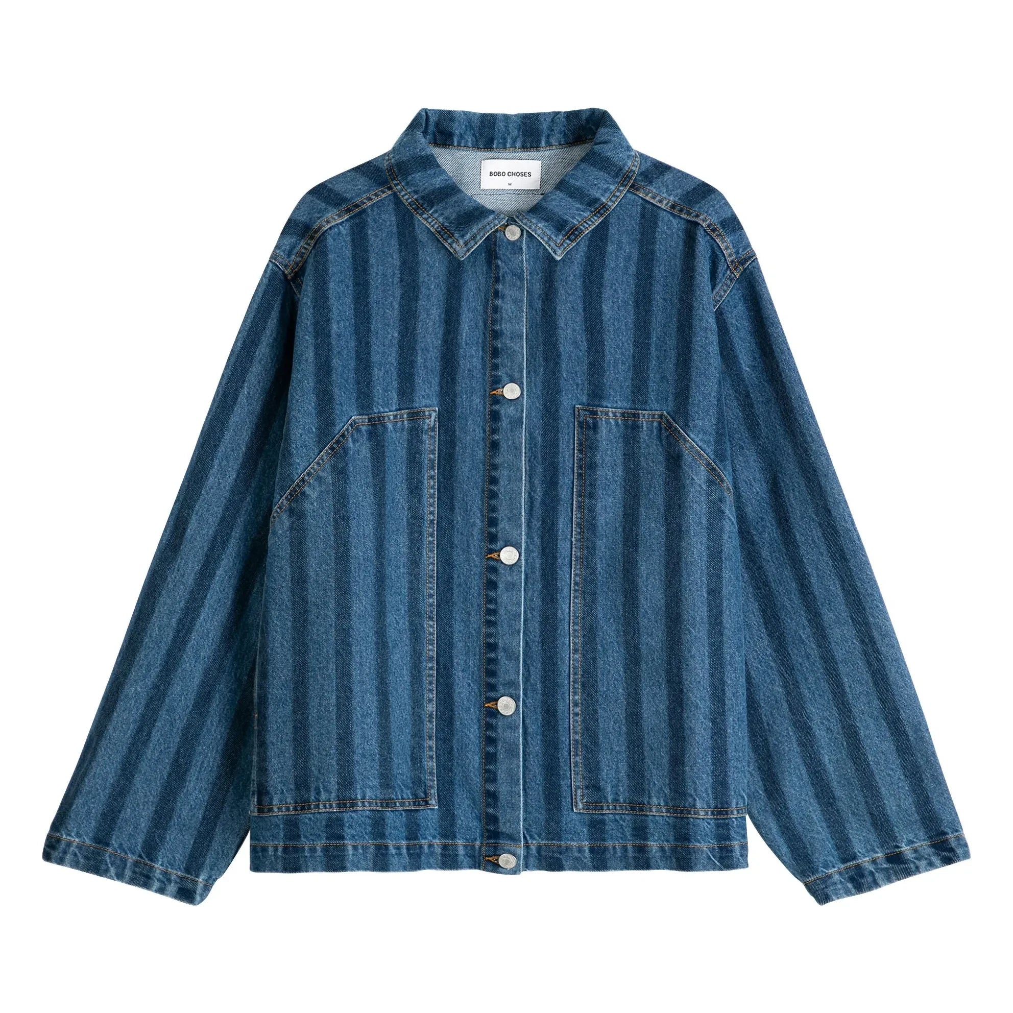 Bobo Choses - Mavi Denim Çizgili Organik Pamuk Ceket