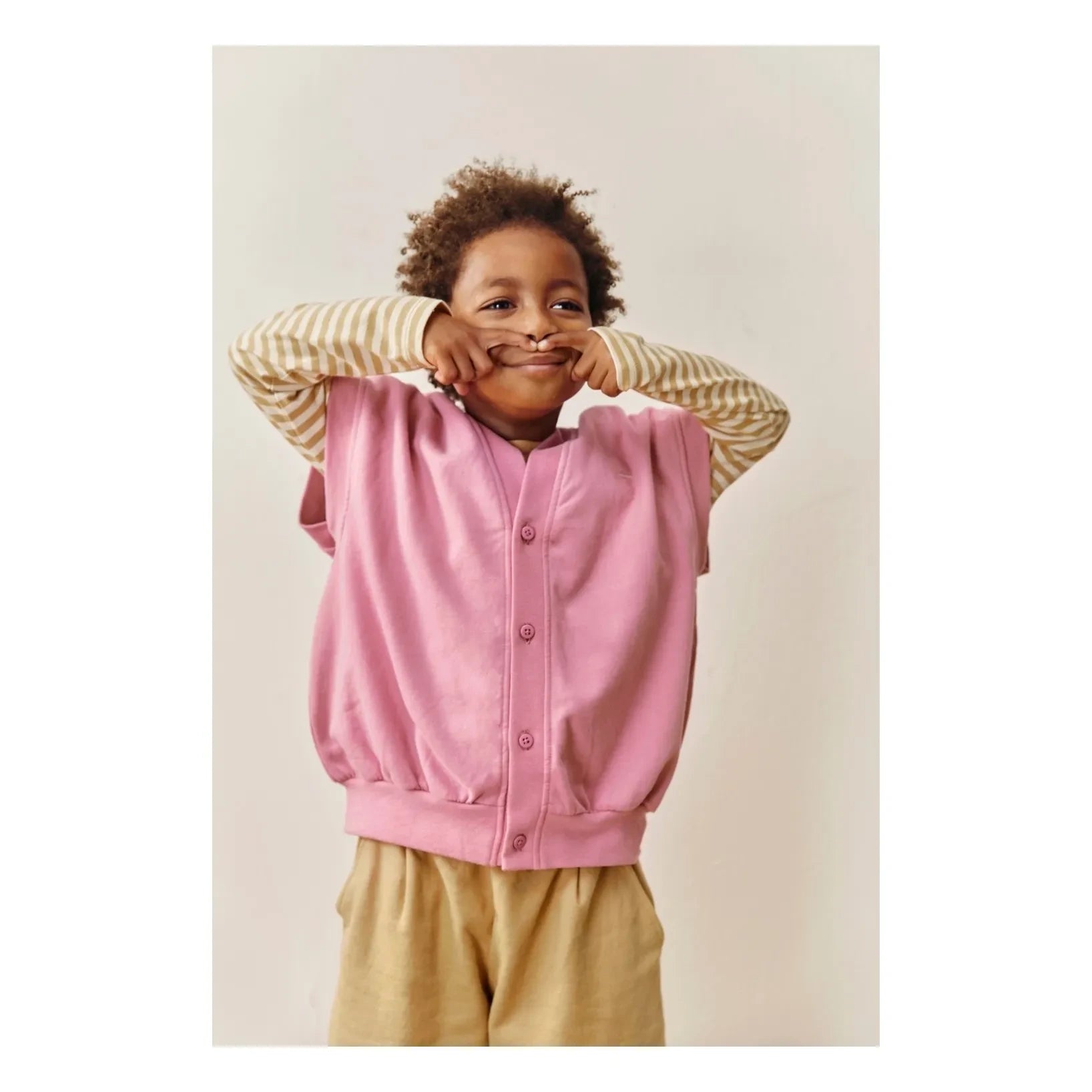 Gray Label - Spencer Organik Pamuklu Oversize Kolsuz Hırka | Pembe