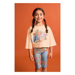 Maison Mangostan - Çiçekli Crop Tişört | Soluk sarı