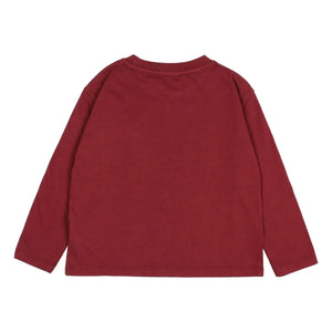 Búho - Organik pamuk cep detaylı T-shirt | Bordo