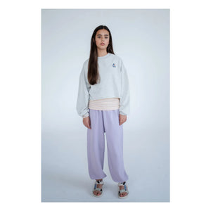 Repose AMS - Organik Pamuklu Crop Sweat | Gri Melanj
