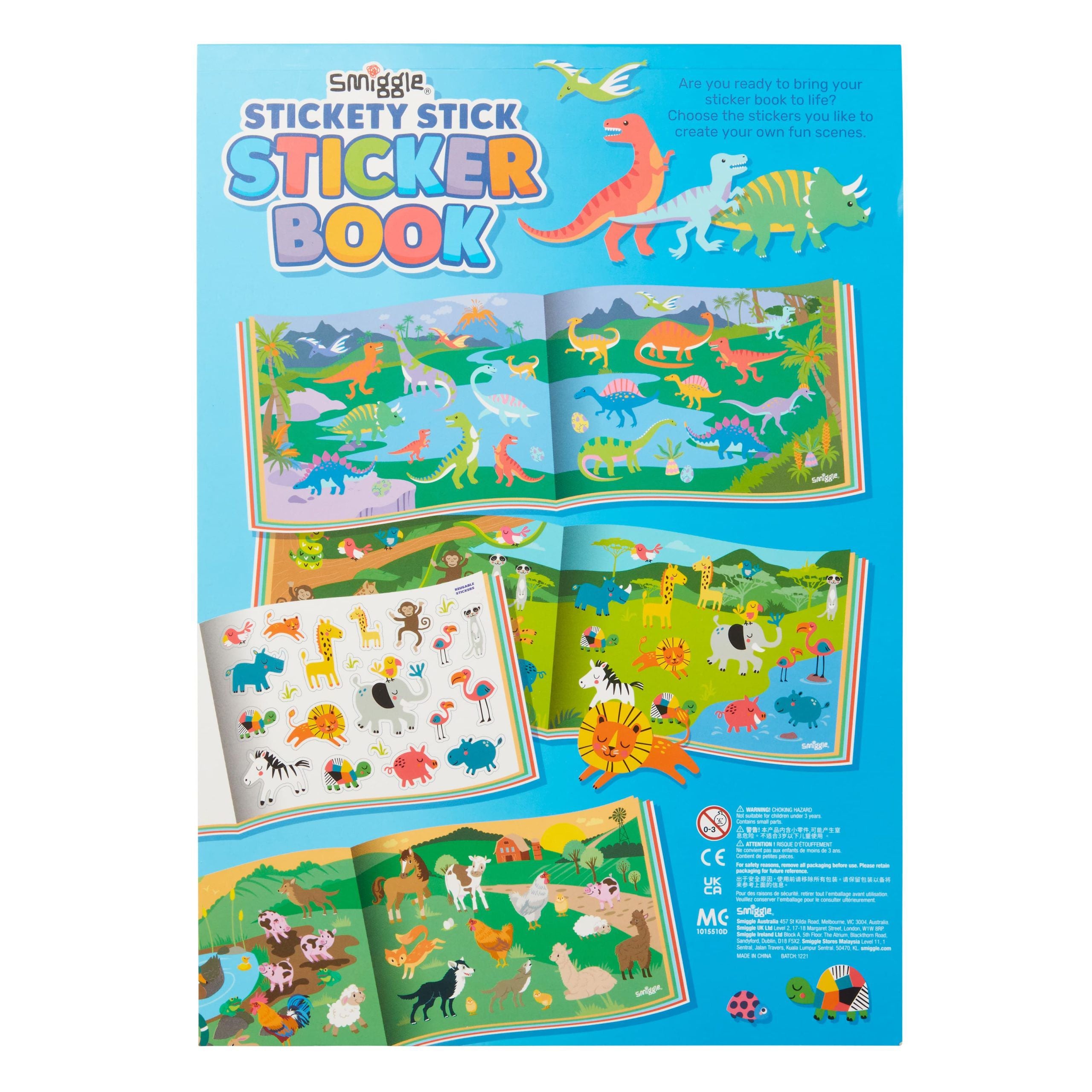 Smiggle - Yapışkanlı Çubuk Çıkartma Kitabı-Dinossi