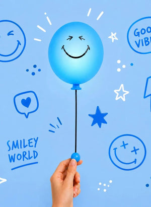 MOB - Bubbly أبليك جداري - MOB x Smiley World | أزرق