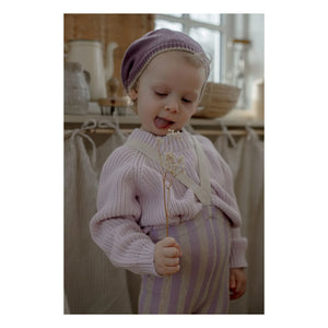 Silly Silas - Çizgili Organik Pamuklu Askısız Kör Çorap Tayt | Lavanta