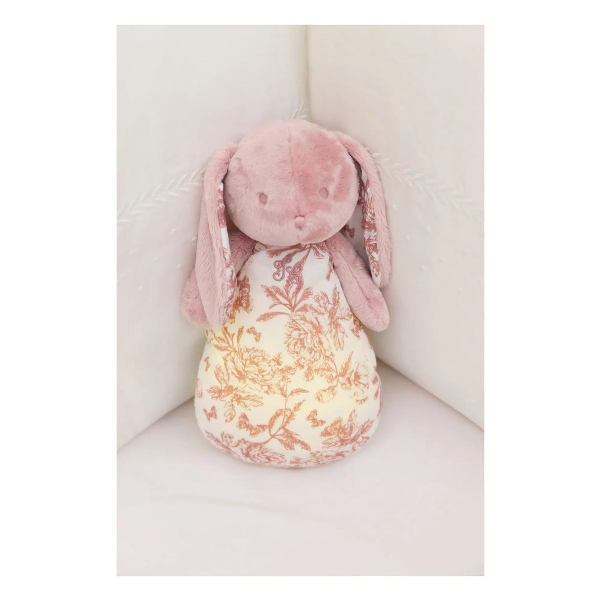 Tartine et Chocolat - Doudou gece lambası Augustin le lapin Toile de Jouy | Şeftali