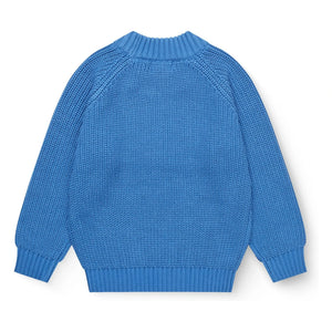 Copenhagen Colors - Kaburgalı Organik Pamuklu Kazak | Azure blue