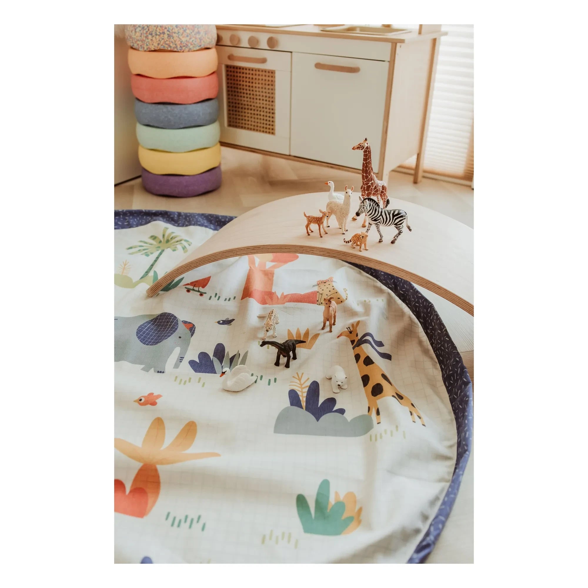 Play and Go - Noomad Puce et Pilou çanta/oyun matı - Play&Go x Moulin Roty | Mavi