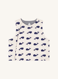 Petit Bateau - Whales Organik Pamuk Kolsuz Atlet | Heather bej