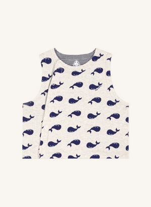Petit Bateau - Whales Organik Pamuk Kolsuz Atlet | Heather bej