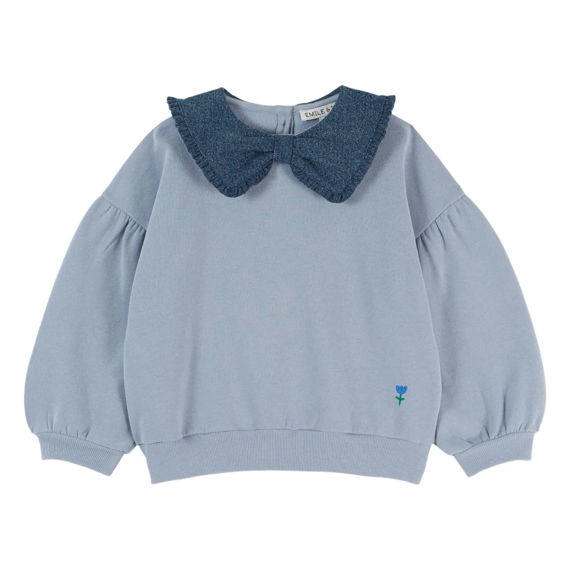 Emile et Ida - Organik pamuklu bisiklet yaka sweatshirt | Mavi