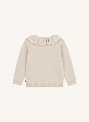 Petit Bateau - Yün Yakalı Hırka | Heather bej